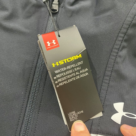 Under Armour Mens M Loose Windstrike Storm Full Zip Jacket Golf Black $100 - Picture 9 of 12
